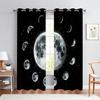 Starry Sky And Moon Night View 3d Printed Curtains Suitable For Bedroom, Living Room, Study Room Decorative Curtains 2 Pieces