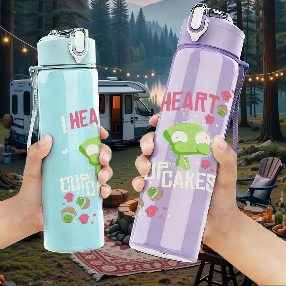 PC Retro Female Singer Vintage Portrait Print 750ml colorful plastic sports water bottle leakproof pop up lid with straw for outdoor work home use