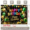Vibrant Rainbow-Lettered Happy Birthday with Golden Confetti, Shimmering Balloons, Star Ornaments and Festive Bunting, Birthday Party