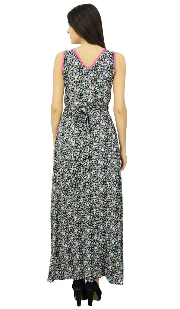 Bimba Женские черные вискозные макси длинные повседневные летние шикарные платья