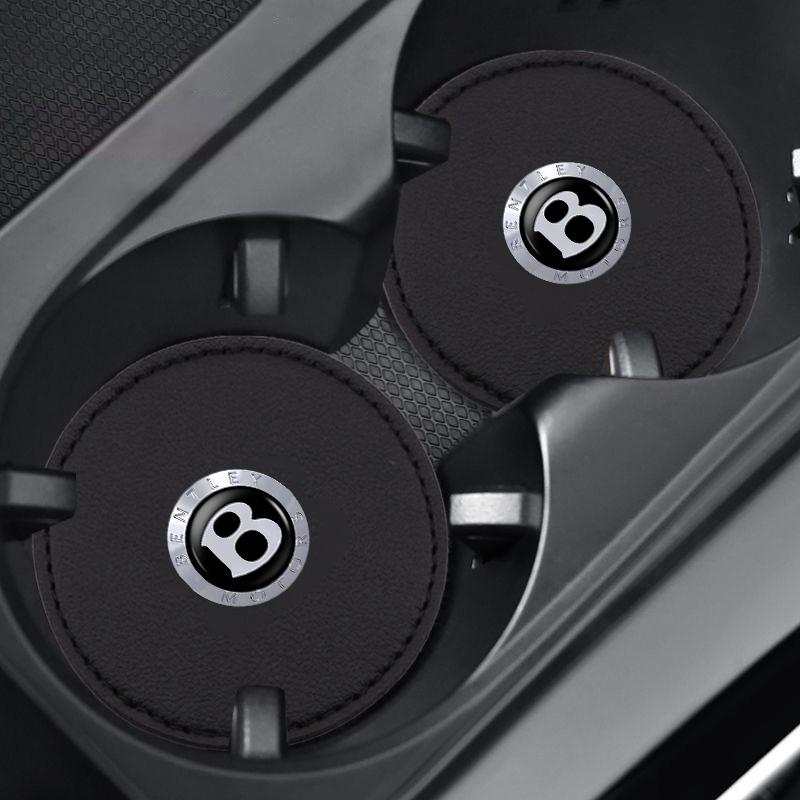 2Pcs Car Coaster Water Cup Pad Anti-Slip Mat For Bentley Flying Hurtling Spur Continental GT Bentayga Mulsanne Styling Accessory MY9