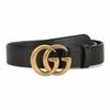 Gucci Пряжка для ремня GG Marmont с двойным G узкая версия кожаный ремень унисекс стиль для пары черный ширина 3 см