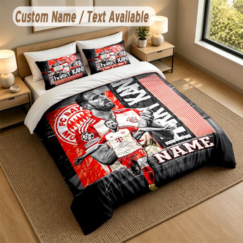 3Pcs Bedding Set Custom Name Text, 1 Sheet 2 Pillowcases Home Bed DecorHarry Kane