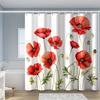 1 шт. Маковое поле Морская масляная живопись Принт растения Занавеска для душа Водонепроницаемая полиэстеровая ткань с крючками Настенный декор для ванны, ванной комнаты