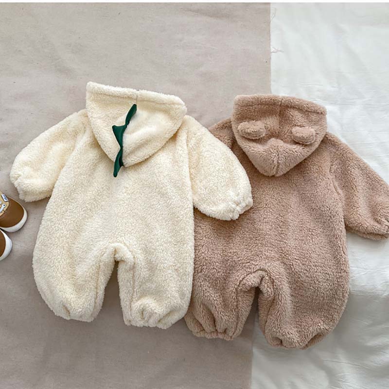 Cartoon Baby Romper Cute Dinosaur Bear Girls Onesie Cotton Hooded Long Sleeve Boys Bodysuit Autumn Winter Newborn Clothes