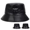 Unisex LOS ANGELES Label Personality Pu Leather Bucket Hats Fishermen Caps Outdoor Casual Cap Sunscreen Hat
