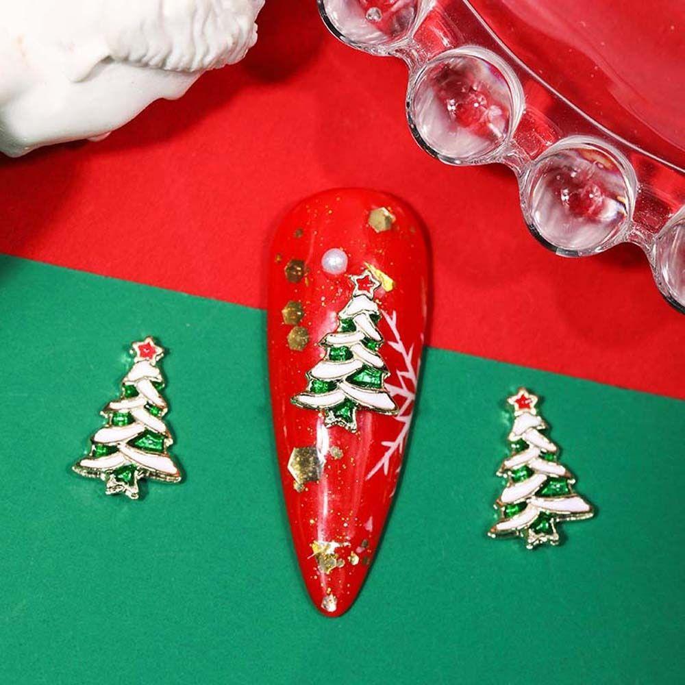10 шт./компл. Рождественская елка, рождественские стразы для ногтей, рождественские аксессуары для ногтей, маникюрный салон