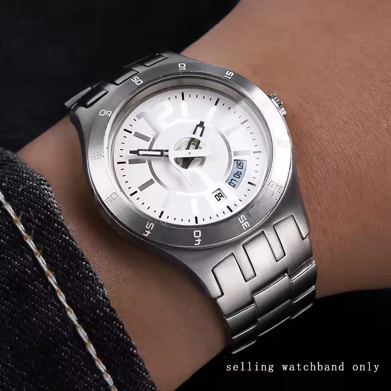 Для Swatch YTS401 402 403G 409 713 YTB400 изогнутый конец цельный браслет из нержавеющей стали 20 мм Складная застежка Металлическая цепочка для часов