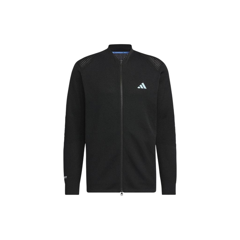 Adidas Solid Jacquard Long Sleeve Full-Zip Sweater Jacket Men Outerwear Black IM1689