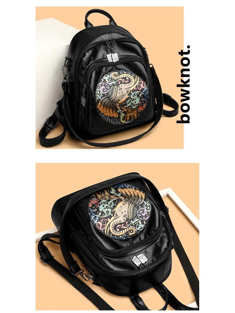 Jixiang 2024 Модный рюкзак из овчины с вышивкой в национальном стиле для студенток