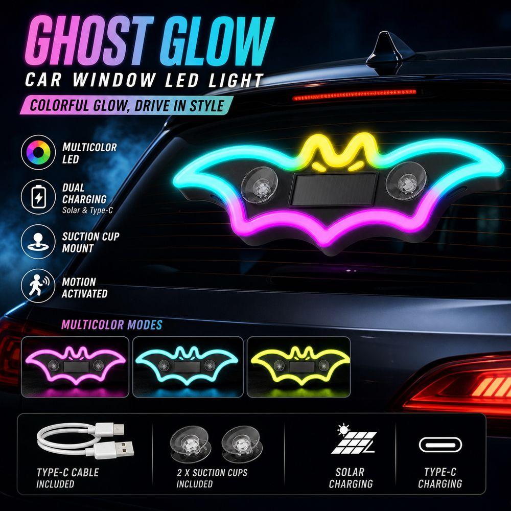 Solar Powered LED Ghost Light Type-C Charging Decorative Car Light Automotive Accessories