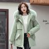 FASHION Drawstring Cotton-padded Women's Medium and Long Added Jacket Korean Version Loose Down Cotton-padded Winter Coat Clothes
