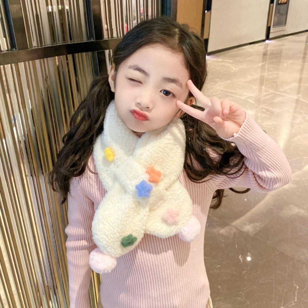 Детские зимние шарфы с крестом из искусственного кроличьего меха, детский теплый шарф для шеи Kawaii, детский шарф на шею, уличный