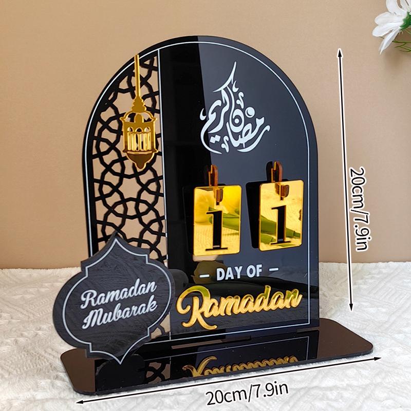 Acrylic Ramadan Countdown Calendar Gifts Gold Black Replacing Numbers Ramadan Mubarak Islam Advent Day Candelabras Wedding Decor