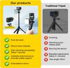 20-66cm Extendable Aluminum Tripod Selfie Stick 1/4 Screw Portable Stand For Action Camera Vlog Shooting