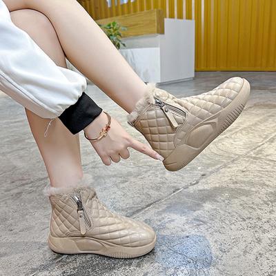 Трендовые повседневные зимние ботинки для женщин Новые зимние ботинки на высокой платформе с плюшевой отделкой Женские повседневные хлопковые ботинки Простые
