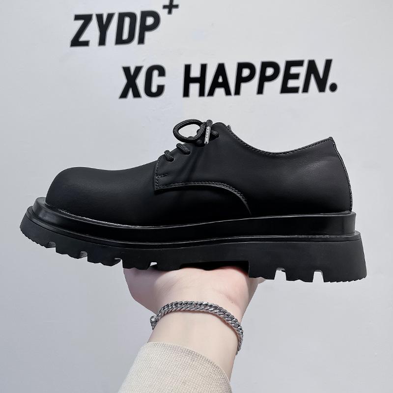 2024 Туфли дерби мужские низкие ботинки Martin в британском стиле с круглым носком и большим носком черные туфли на платформе 12112-A