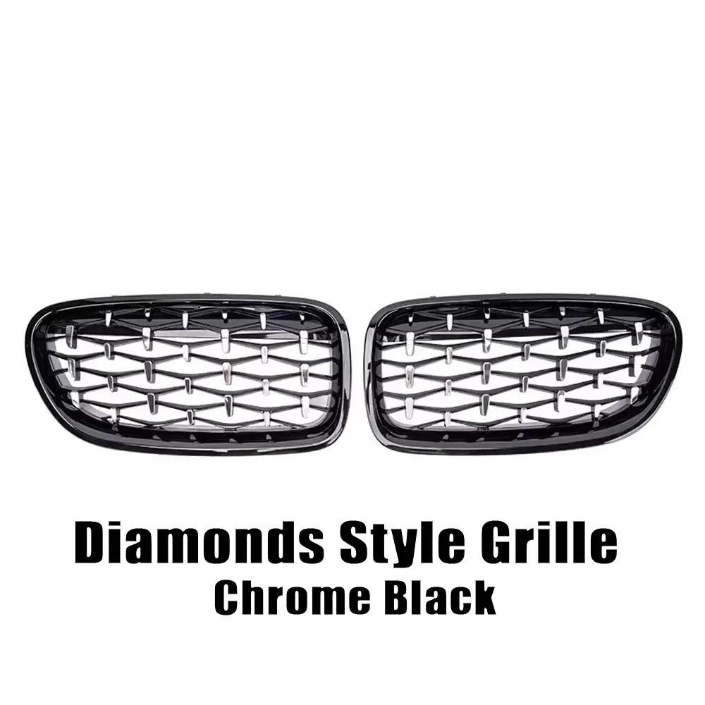 Верхние гоночные решетки в стиле Silver Diamonds для BMW 5-Series F10 F18 2010-2017 Переднего бампера с двойными ламелями