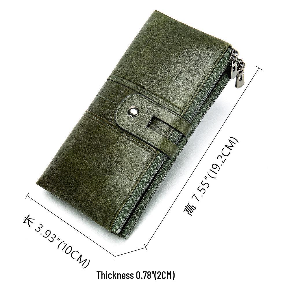 Marlonte Women's High-End Retro Leather Wallet & Clutch - Anti-Magnetic, Multifunctional Long Design In Top Layer Cowhide