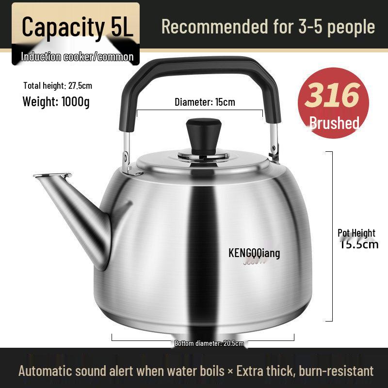 316 Stainless Steel Whistling Stovetop Kettle for Household Use