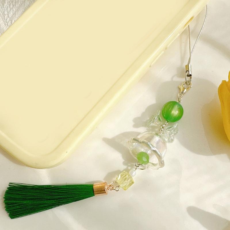 Flower Wind Chime Pendant Phone Charm Hangings Rope Cute Phone Chain Strap Bag Decoration Lanyard Keychain Accessories