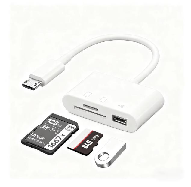 3-in-1 OTG Card Reader Type-C Adapter SD/TF Card Slots USB 2.0 Interface Multi-Function External Mobile Phone Adapter