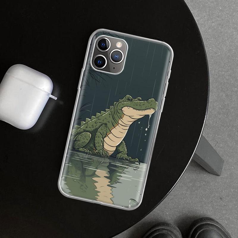 Чехол для телефона с рисунком крокодила для iPhone 18 11 12 13 Mini 14 15 Plus 16 Pro Max 17 Air 7 8 + SE Арт Индивидуальный Fundas 11 12 13