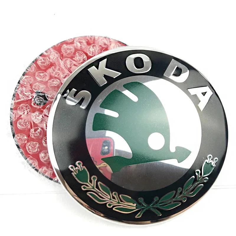 DDWO5 2Pcs 80mm 90mm Car Head Front Rear Boot Trunk Emblem Sticker for Skoda Octavia 2 3 A5 A7 Rapid 3 Kodiaq Fabia Karoq Superb VRS