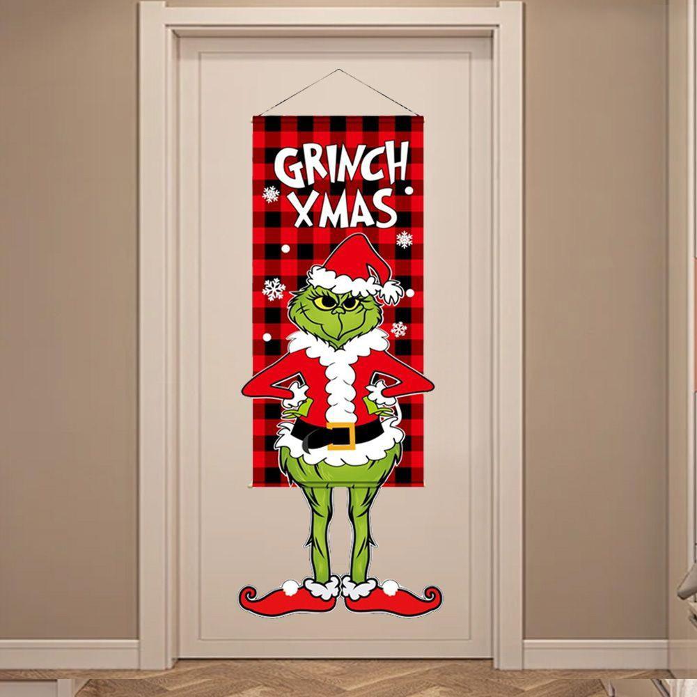 New Christmas hanging cloth banner party decorations supplies props creative cartoon printed background cloth