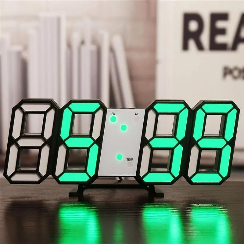 Настенные часы 3D светодиодные часы украшения для спальни режим дома и украшения подвесные большие цифровые часы интерьер комнаты свет декор