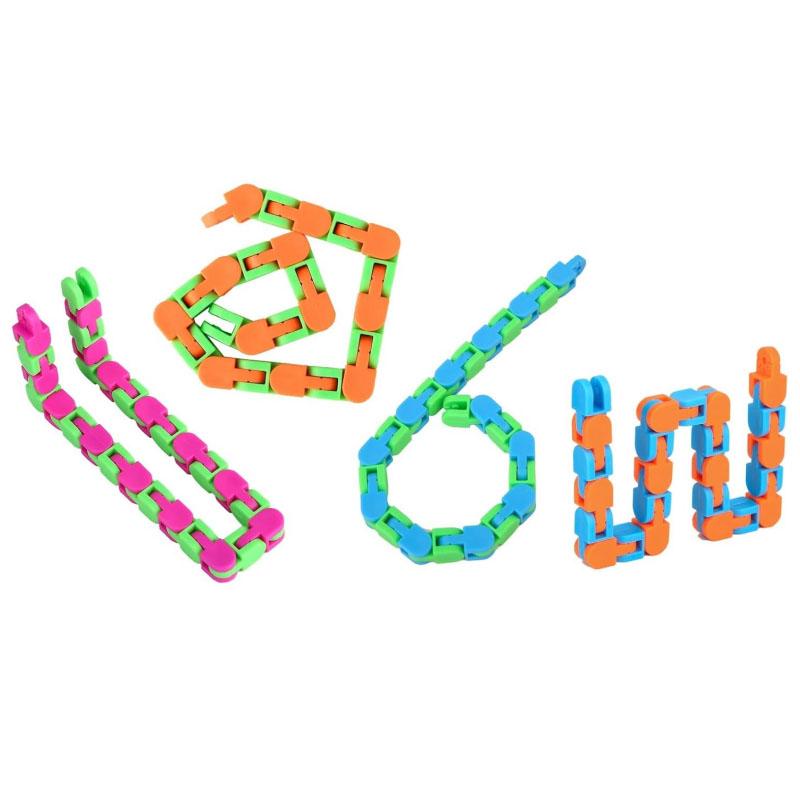 24 звена Wacky Tracks Snap and Click Игрушки-непоседы, Пластиковые цепочки Игрушки-змеи-непоседы, Игрушки для снятия стресса для детей