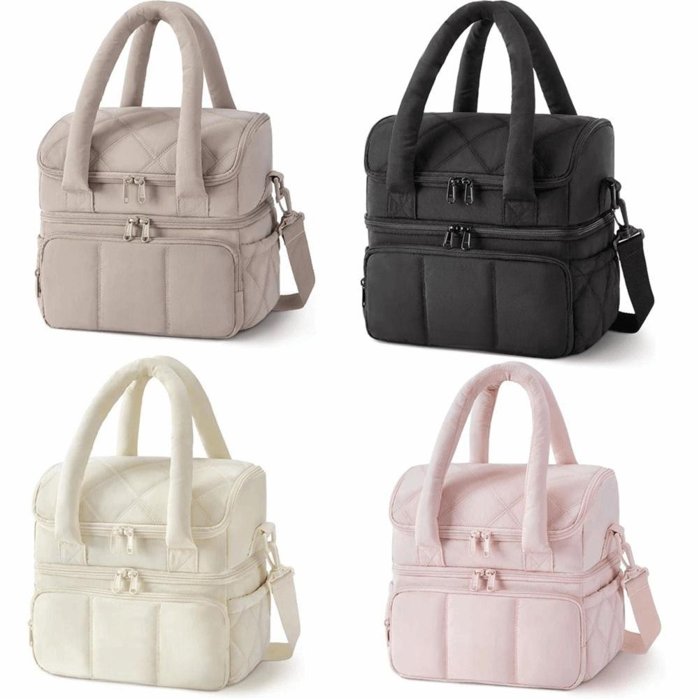 Insulated Lunch Box Double Deck Puffer Tote Easy to Use Lunch Bag Outdoor