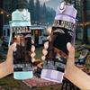 1PC Black Band Album 750ml sports water bottle leakproof straw lid outdoor office home