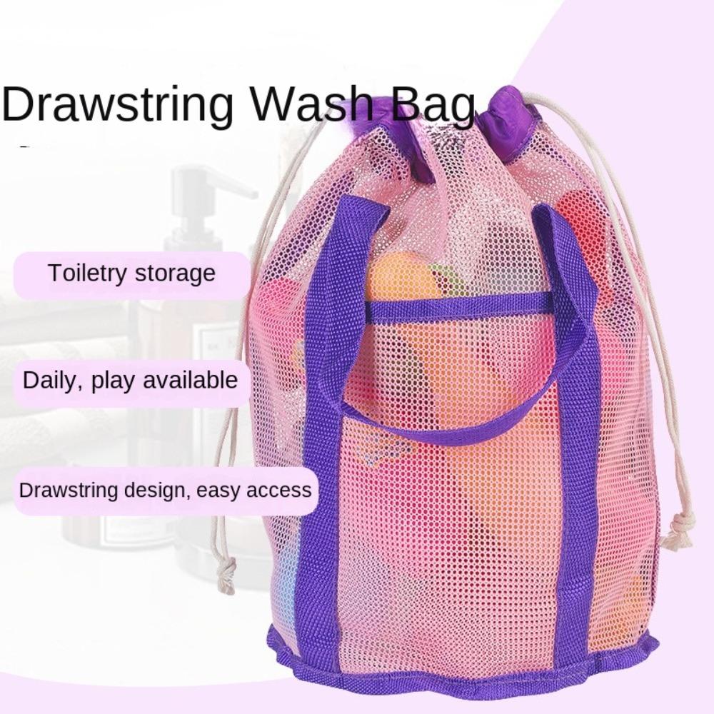 Foldable Mesh Toiletries Bag Drawstring Toy Organizer Swimming Accessories Beach Storage Bag  Kids