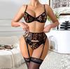 Leopard Print Lace Patchwork Lingerie Set - Sexy European & American Style