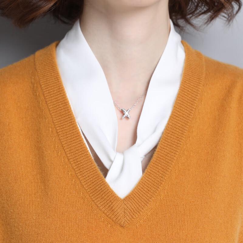 Hengyuanxiang Women's V-Neck Thickened Cashmere Vest