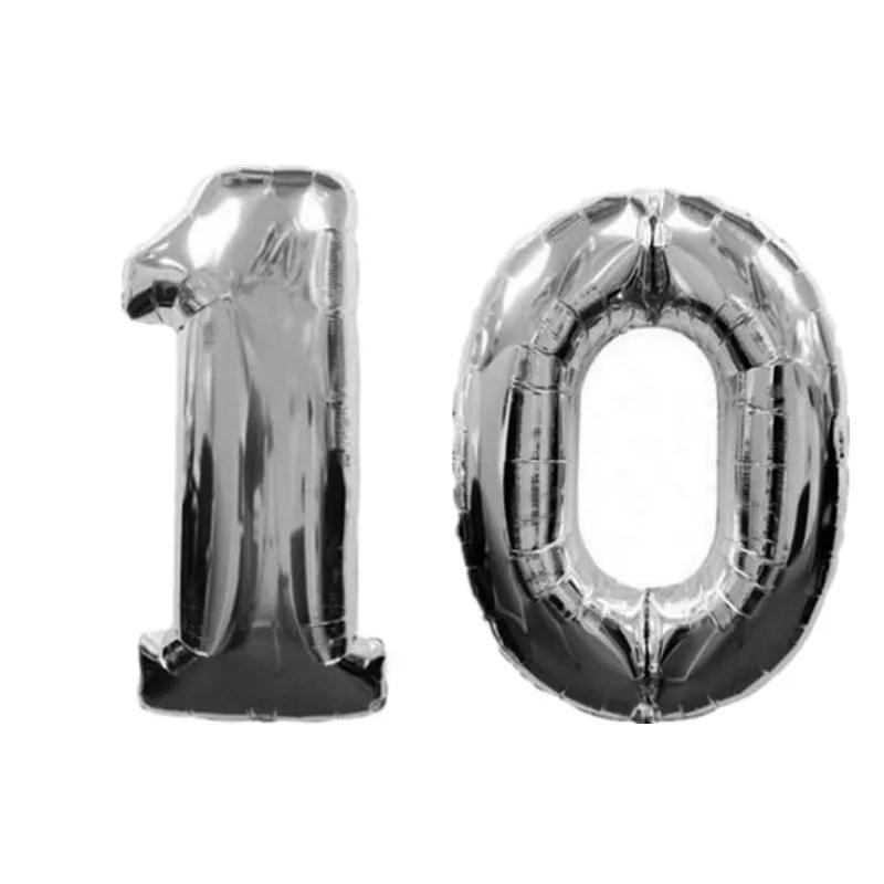 32-дюймовые золотые и серебряные шары-цифры 10 20 30 40 50 60 70 80 90 лет для детского и взрослого дня рождения, юбилея, вечеринки