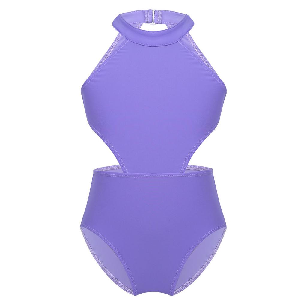 Dance Gymnastics Costume Kids Girls Halter Sleeveless Dance Leotard Jumpsuit