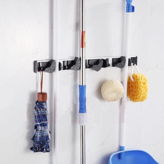 Mop Holder Rack Heavy Duty Wall Mounted Space Saving Broom Storage Tool Rack for Home