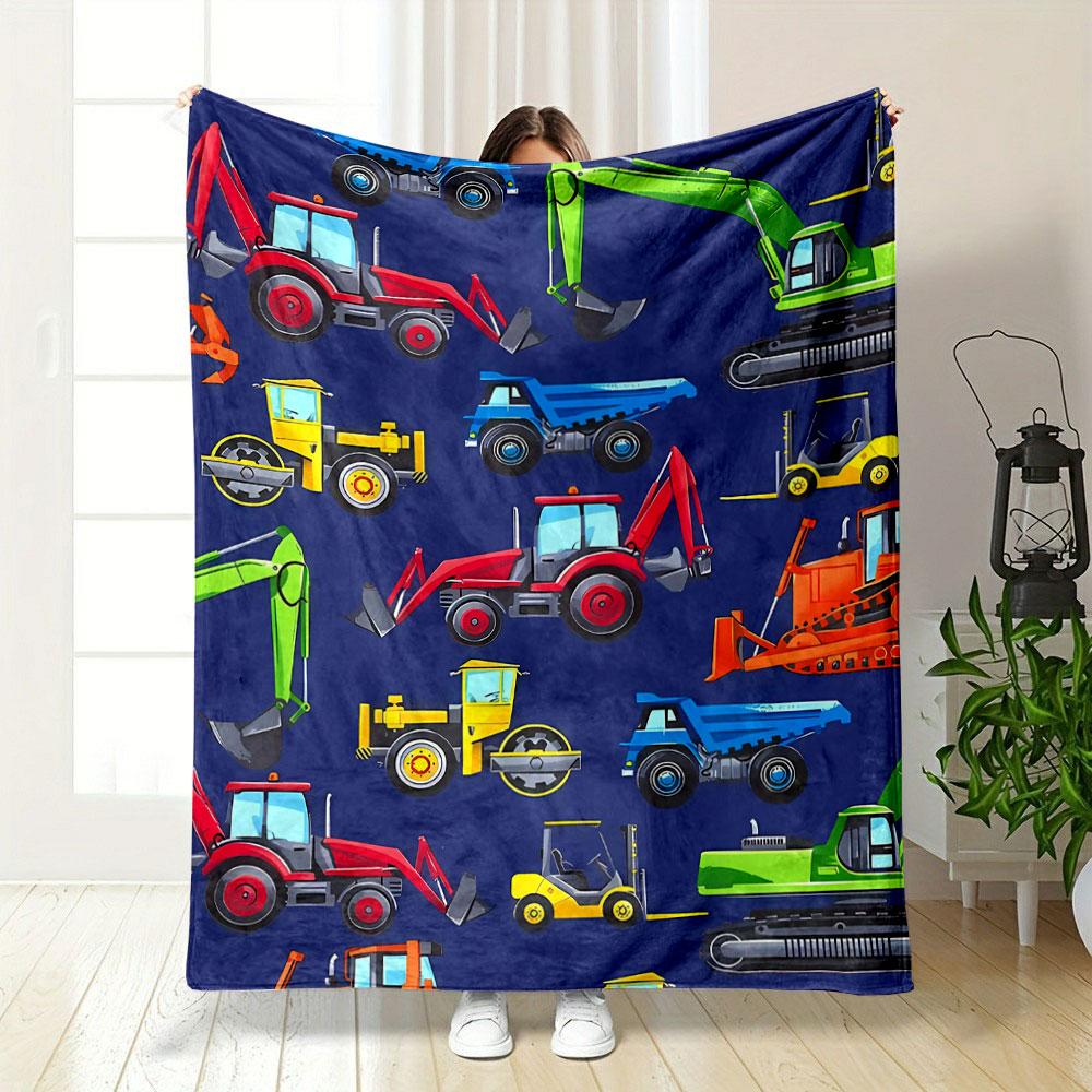 Boys Excavator Tractor Truck Throw Blanket bedroom Blanket for Livingroom Couch lunch break Soft throw for Friend's festival Gift