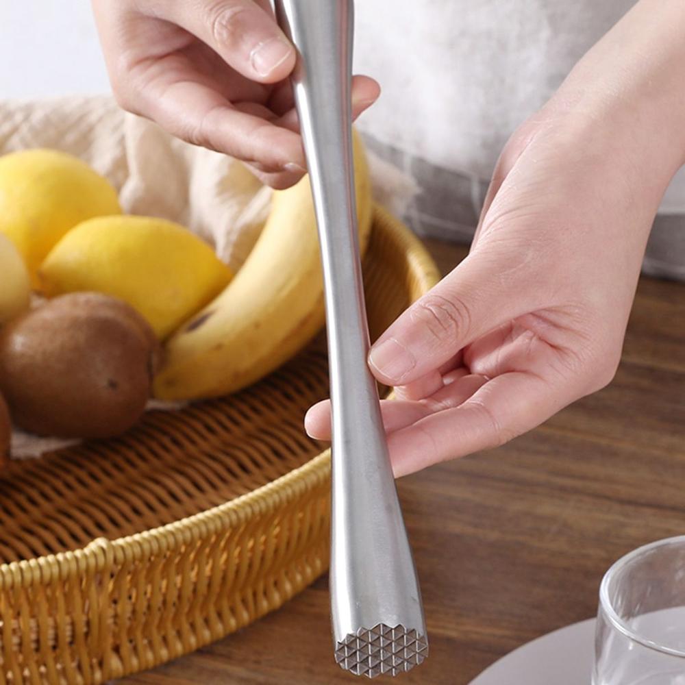 Kitchen Masher Stainless Steel Rod Hammer Cocktail Mixer Stirrer Tool Mojito Muddler Ice Crusher