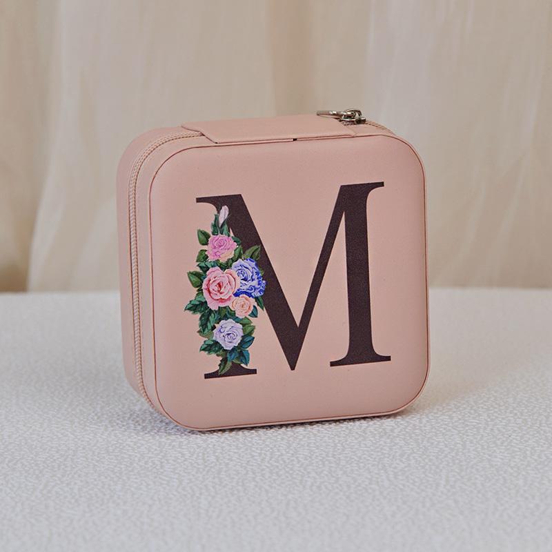1PC Jewelry Boxes for Wedding Party Black Alphabet Personalized Pink Gift Box Jewellery Holder Jewelry Organizer Case