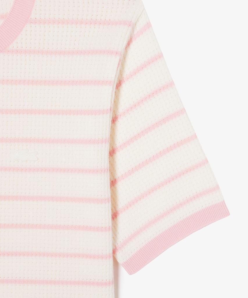 LACOSTE Women'S Scallop Crew Neck Short Sleeve Sweater Af900E-56G Ady