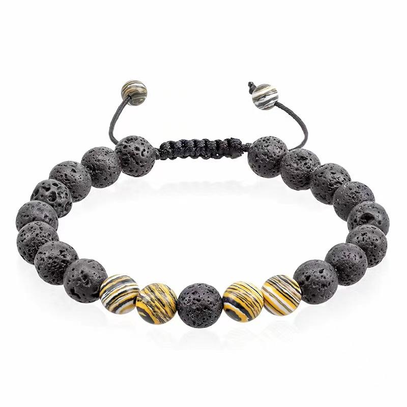 Luxury Natural Lava Stone Bead Bracelet Men Women Simple Handmade Adjustable 8mm Stone Bead Bracelet For Men Women Jewelry