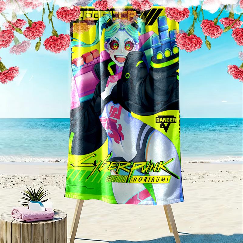 Cyberpunk style with hook motifs 2D Flat Print Beach Towel, Large Soft Quick Dry Towel for Beach Camping SwimmingXSTJ0915336