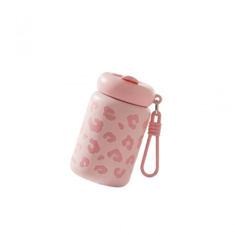Stylish Leopard Print Insulated Travel Mug 360ml Double-Drinking Lid Stainless Steel Cup Car Office Outdoor