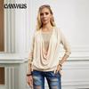 Spring Beaded Clash Net Long Sleeve Women's Big Drop Neck Loose Blouse
