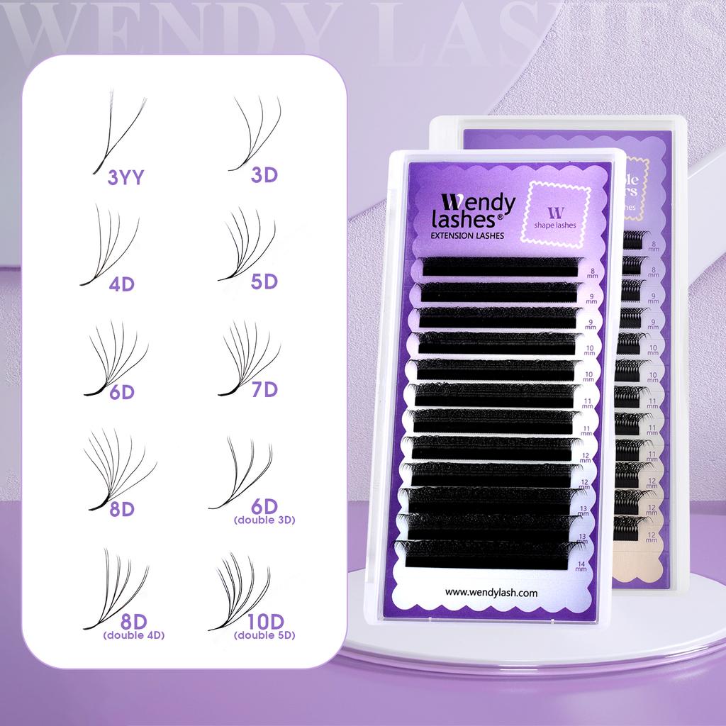 Wendy Lashes W Shape Bloom 3D/4D/5D/6D/8D Premade Volume YY Shape Fake Eyelashes Makeup Supplies High Quality Natural Cílios YY