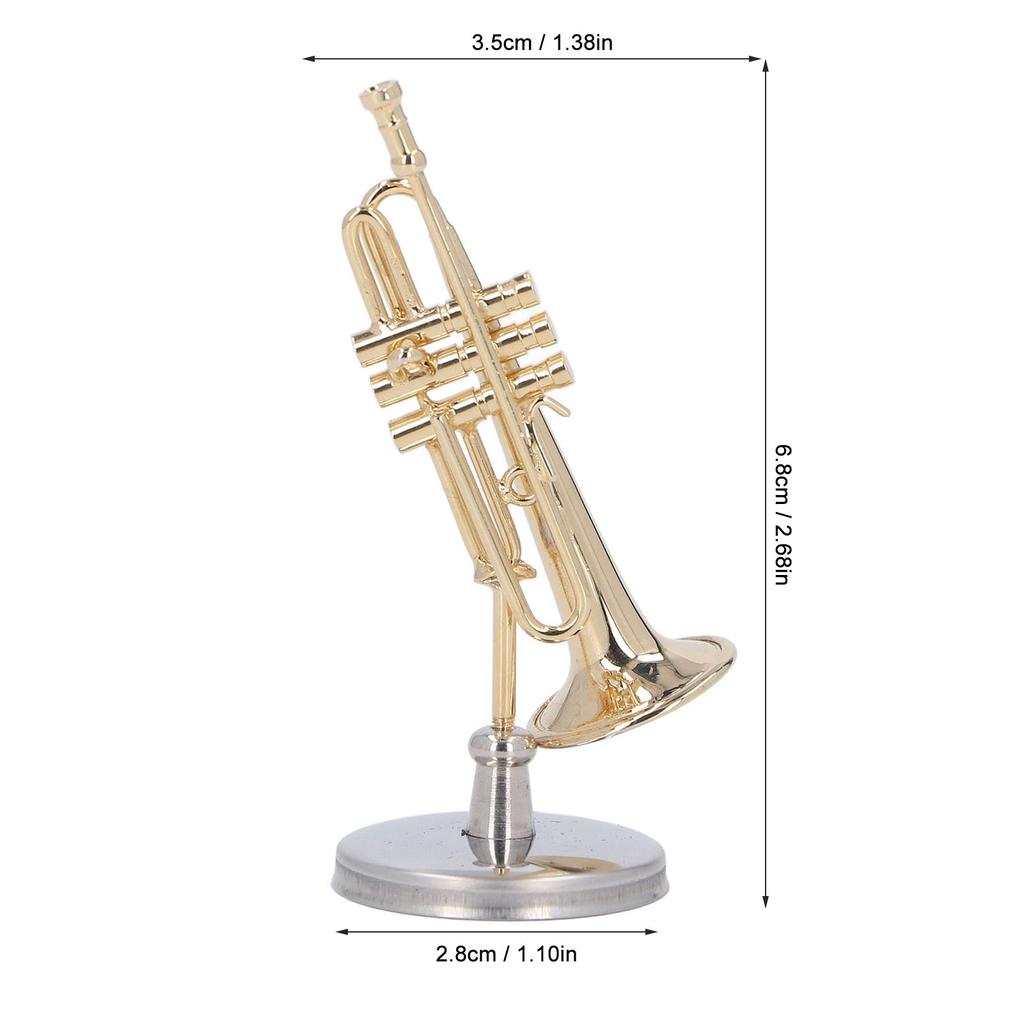  ature Trumpet   Brass Exquisite Design Romantic     Trumpet Model with Stand Case for Desk Bookshelf