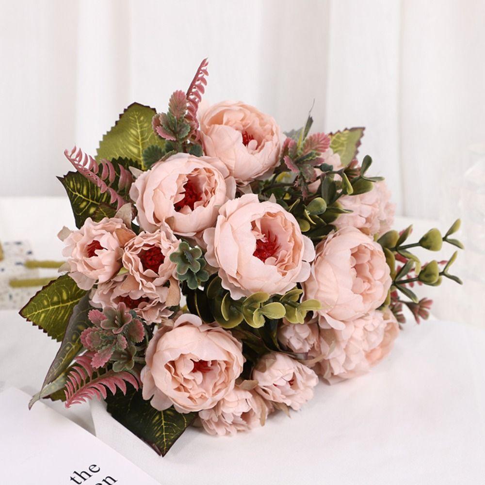Anti-UV Wedding Arch Flower 9Heads Artificial Flower Vintage Simulation Rose  Home Decor